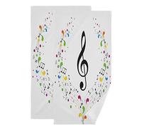 PUXUQU Hand Towel Pack of 2, Music Treble Clef and Notes Face Towel for Bathroom Kitchen Hotel Beach Travel