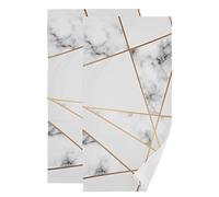 PUXUQU Hand Towel Pack of 2, White Marble Golden Line Face Towel for Bathroom Kitchen Hotel Beach Travel