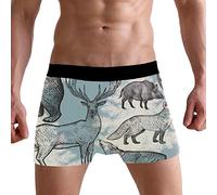 PUXUQU Mens Boxers Shorts Deer Bear Wolf Fox Boxer Briefs Underwear for Men Boy