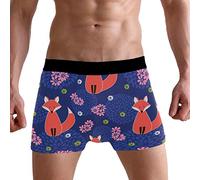 PUXUQU Mens Boxers Shorts Floral Cute Fox Boxer Briefs Underwear for Men Boy