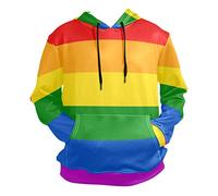 PUXUQU Mens Hoodie Sweatshirt Colorful Rainbow Long Sleeve Pullover Hooded Hoody with Pockets