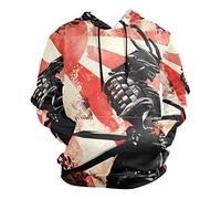 PUXUQU Mens Hoodie Sweatshirt Japanese Samurai Long Sleeve Pullover Hooded Hoody with Pockets Multicoloured