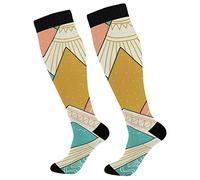 PUXUQU Vintage Scandinavian Style Mountains Men' Women' Over Knee Thigh High Long Socks 1 Pack