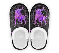 PUXUQU Women's House Slippers Taurus in The Cosmic Circle of The Zodiac House Shoe Bedroom Shoes Slippers for Women Men Kids Indoor Travel Use Multicolor