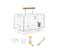 PUXZYAX Acrylic Bird Carrier Clear View Cage Lightweight With Perch Suitable For Everyday Outdoor Travel Peonies Medium Small Bird Cage With Standing Perch, Whole Set, 30x21x23cm