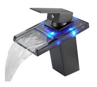 PUXZYAX Waterfall Faucet for Bathroom Sink Matte Black Stylish,Black