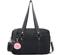 Puyang Canvas Messenger Bag, Women Canvas Shoulder Bag Satchel Bag with Multiple Pockets for Work, School, Traveling and Daily Use (Fits 13.3 inch Laptop) Black