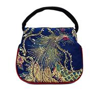 Puyang Women Mini Sequins Peacock Embroidery Ethnic Retro 2 compartments Handbag (Blue)