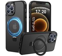 PuyaTeya Magnetic Stand for iPhone 12/12 pro Case, Compatible with Mag-Safe, Military Drop Protection, Anti-scratch/fingerprint Translucent Matte iPhone 12/12 pro Phone Case(Black)