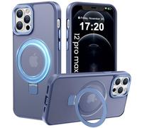 PuyaTeya Magnetic Stand for iPhone 12 pro max Case, Compatible with Mag-Safe, Military Drop Protection, Anti-scratch/fingerprint Translucent Matte iPhone 12 pro max Phone Case (Light Blue)