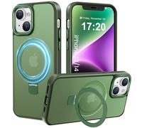 PuyaTeya Magnetic Stand for iPhone 13/14 Case, Compatible with Mag-Safe, Military Drop Protection, Anti-scratch/fingerprint Translucent Matte iPhone 13/14 Phone Case(Green)