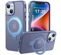 PuyaTeya Magnetic Stand for iPhone 13/14 Case, Compatible with Mag-Safe, Military Drop Protection, Anti-scratch/fingerprint Translucent Matte iPhone 13/14 Phone Case (Light Blue)