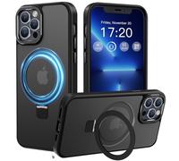 PuyaTeya Magnetic Stand for iPhone 13 pro Case, Compatible with Mag-Safe, Military Drop Protection, Anti-scratch/fingerprint Translucent Matte iPhone 13 pro Phone Case(Black)