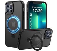 PuyaTeya Magnetic Stand for iPhone 13 pro max Case, Compatible with Mag-Safe, Military Drop Protection, Anti-scratch/fingerprint Translucent Matte iPhone 13 pro max Phone Case(Black)