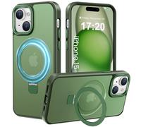 PuyaTeya Magnetic Stand for iPhone 15 Case, Compatible with Mag-Safe, Military Drop Protection, Anti-scratch/fingerprint Translucent Matte iPhone 15 Phone Case(Green)
