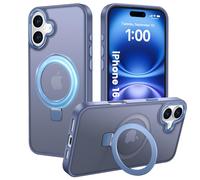 PuyaTeya Magnetic Stand for iPhone 16 Case, Compatible with Magnetic, Military Drop Protection, Anti-scratch/fingerprint Translucent Matte iPhone 16 Phone Case (Light Blue)