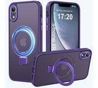 PuyaTeya Magnetic Stand for iPhone XR Case, Compatible with Mag-Safe, Military Drop Protection, Anti-scratch/fingerprint Translucent Matte iPhone XR Phone Case(Purple)