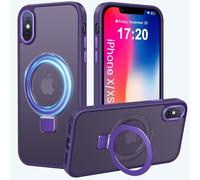 PuyaTeya Magnetic Stand for iPhone XS/X Case, Compatible with Mag-Safe, Military Drop Protection, Anti-scratch/fingerprint Translucent Matte iPhone XS/X Phone Case(Purple)