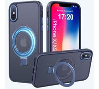 PuyaTeya Magnetic Stand for iPhone XS/X Case, Compatible with Mag-Safe, Military Drop Protection, Anti-scratch/fingerprint Translucent Matte iPhone XS/X Phone Case(Dark Blue)