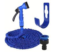 PUYEN Heavy Duty Garden Hose 25FT-200FT Garden Hose High-Pressure Car Wash Water Gun Expandable Water Pipe Garden Watering Tool Hose Rack(Blue,50ft)