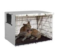 PUYEN Outdoor Waterproof Dog Kennel Cage Cover Windproof Oxford Cloth Covers Portable Foldable Sun Proof Pet Supplies(Grey,79X51X53CM)