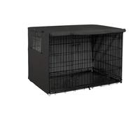 PUYEN Oxford Cloth Dog Kennel Cover Waterproof Windproof Pet Crate Protective Dog Kennel Cover Universal Fit For Indoor Outdoor Crates(Black,109x74x76 cm)