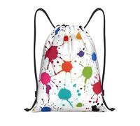 PUYhgb Abstract Paint Splashes Print Foldable Drawstring Backpack, Gym Bag For Workout,Travel, Yoga & Daily Use