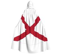 PUYhgb Alabama State Flag Print Adult Halloween Hooded Cloak, Hood & Bow Tie, For Cosplay/Trick-Or-Treat