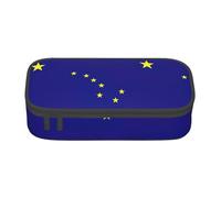 PUYhgb Alaska State Flag Print Multi Functional Large Capacity Pencil Case for Easy Stationery Storage