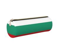 PUYhgb Bulgarian Flag Print Cylindrical Pen Pouch,Smooth Zipper Stationery Bag,Portable Storage Case