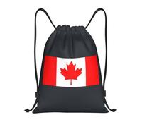 PUYhgb Canadian Flag Print Foldable Drawstring Backpack, Gym Bag For Workout,Travel, Yoga & Daily Use