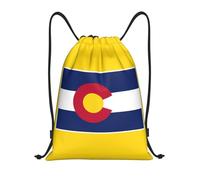 PUYhgb Colorado State Flag Print Foldable Drawstring Backpack, Gym Bag For Workout,Travel, Yoga & Daily Use