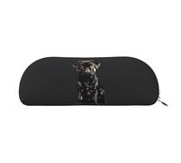 PUYhgb Cute Black Pug Dog-Standard-Scale-2_00x Print Semicircle Pouch, Zipper Storage Bag, Portable Pencil Cosmetic Organizer for Work