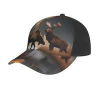 PUYhgb Deer Bear Moose Print Fashion Curved Brim Baseball Cap,Breathable Adjustable Hat Unisex for Sports Travel Black