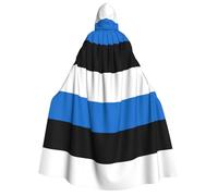 PUYhgb Flag Of Estonia Print Adult Halloween Hooded Cloak, Hood & Bow Tie, For Cosplay/Trick-Or-Treat
