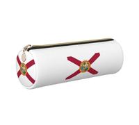 PUYhgb Flag of Florida Print Cylindrical Pen Pouch,Smooth Zipper Stationery Bag,Portable Storage Case