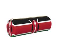 PUYhgb Flag of Kenya Print Cylindrical Pen Pouch,Smooth Zipper Stationery Bag,Portable Storage Case