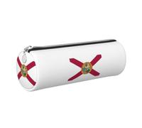 PUYhgb Florida State Flag Print Cylindrical Pen Pouch,Smooth Zipper Stationery Bag,Portable Storage Case