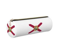 PUYhgb Florida State Flag Print Cylindrical Pen Pouch,Smooth Zipper Stationery Bag,Portable Storage Case