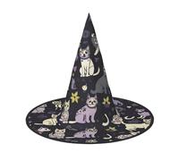 PUYhgb Goth Spooky Print Halloween Hat, Lightweight For Halloween Party/Carnival, One Size Fits Most