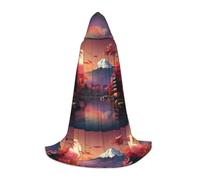 PUYhgb Japan Mount Fuji Landscape Print Unisex Hooded Cape, Thoughtful Present For Halloween/Cosplay Lovers/Theme Parties