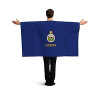 PUYhgb Kansas State Flag Print Wearable Flag Cape, Free Movement Flag Costume For Match Viewing & Street Party