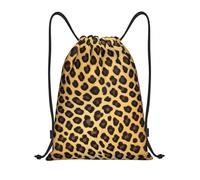 PUYhgb Leopard Pattern Print Foldable Drawstring Backpack, Gym Bag For Workout,Travel, Yoga & Daily Use