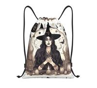 PUYhgb Magic Witch Witchcraft Bohemian Drawing Print Foldable Drawstring Backpack, Gym Bag For Workout,Travel, Yoga & Daily Use