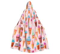 PUYhgb Many Colored Ice Cream Print Halloween Cloak, Carnival Cape For Theme Parties, Haunted Houses And Cosplay