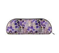 PUYhgb Marble Purple Print Semicircle Pouch, Zipper Storage Bag, Portable Pencil Cosmetic Organizer for Work