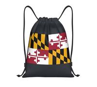 PUYhgb Maryland State Flag Print Foldable Drawstring Backpack, Gym Bag For Workout,Travel, Yoga & Daily Use
