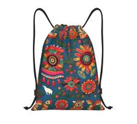 PUYhgb Mexican Folk Art Boho Print Foldable Drawstring Backpack, Gym Bag For Workout,Travel, Yoga & Daily Use