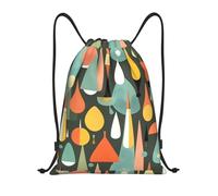 PUYhgb Mid Century Modern Retro With Drop Shapes Print Foldable Drawstring Backpack, Gym Bag For Workout,Travel, Yoga & Daily Use