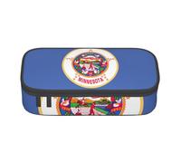 PUYhgb Minnesota State Flag Print Multi Functional Large Capacity Pencil Case for Easy Stationery Storage